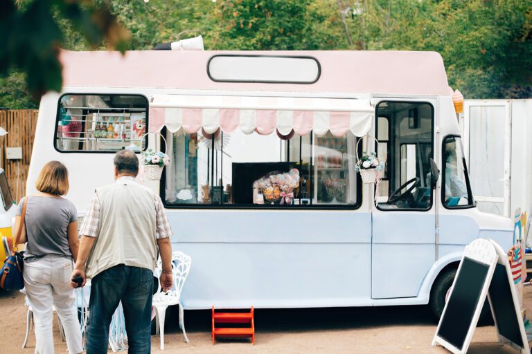 Food truck at summer street food festival in the city